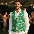 thumbnail image 4 of Yuyamidu Cute Reindeer Men's Suit Vest Slim Fit Formal Dress Waistcoat Green Christmas Casual Business Vests for Suit or Tuxedo with Adjustable Back Strap, Size XL, 4 of 7