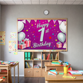 thumbnail image 5 of Purple Backdrop Banner with Glittery Happy 1st Birthday Text Balloons Gifts and Star Elements Birthday Party Decoration Photography Props Party Supplies, 5 of 8