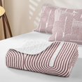 thumbnail image 4 of Castle Fairy Minimalist Arch Linework Bed Spread Queen 3pcs,Abstract Vertical Strip Texture Queen Coverlet Set,White Dusty Rose,1 Quilt and 2 Pillowcases, 4 of 7