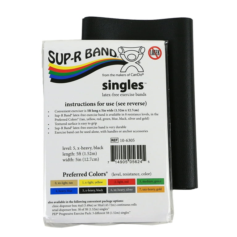 CanDo Latex Free Exercise Band - 5' length - Black - x-heavy CanDo Latex Free Exercise Band - 5' length - Black - x-heavy
