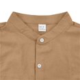thumbnail image 7 of MIXUE Mens Casual Button Down Shirts Linen Solid Color Stank Short Sleeve Casual Beach Shirt Tops Daily-Wear,Brown,XXXL, 7 of 7