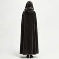 thumbnail image 5 of Anmrize Women's Hooded Velvet Cape, Medieval Renaissance Cloak, Gold Trim Halloween Costume, Medieval Cloak With Hood Wizard Cloak Halloween Renaissance Hooded Cape for Man and Women, Black L, 5 of 6