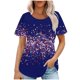 thumbnail image 1 of Fiudx Ofertas Del Día Top Estampado con Cuello Redondo y Manga Corta Informal para Mujer a La Moda, 1 of 5