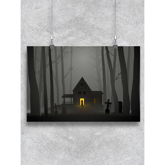 Spooky House In Dark Forest Poster -Image by Shutterstock