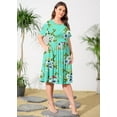 thumbnail image 5 of Maskion Womens Plus Size Summer Dress 2023 Casual Short Sleeve Empire Waist Loose Fit Swing T-Shirt Dress with Pockets,4XL Green Floral, 5 of 5