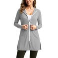 thumbnail image 4 of Moxiu UPF 50+ Sun Protection Jacket for Women Full Zip Long Sleeve Hoodie with Pockets Summer Light Side Ruched Cardigan Coat Gray,S, 4 of 5