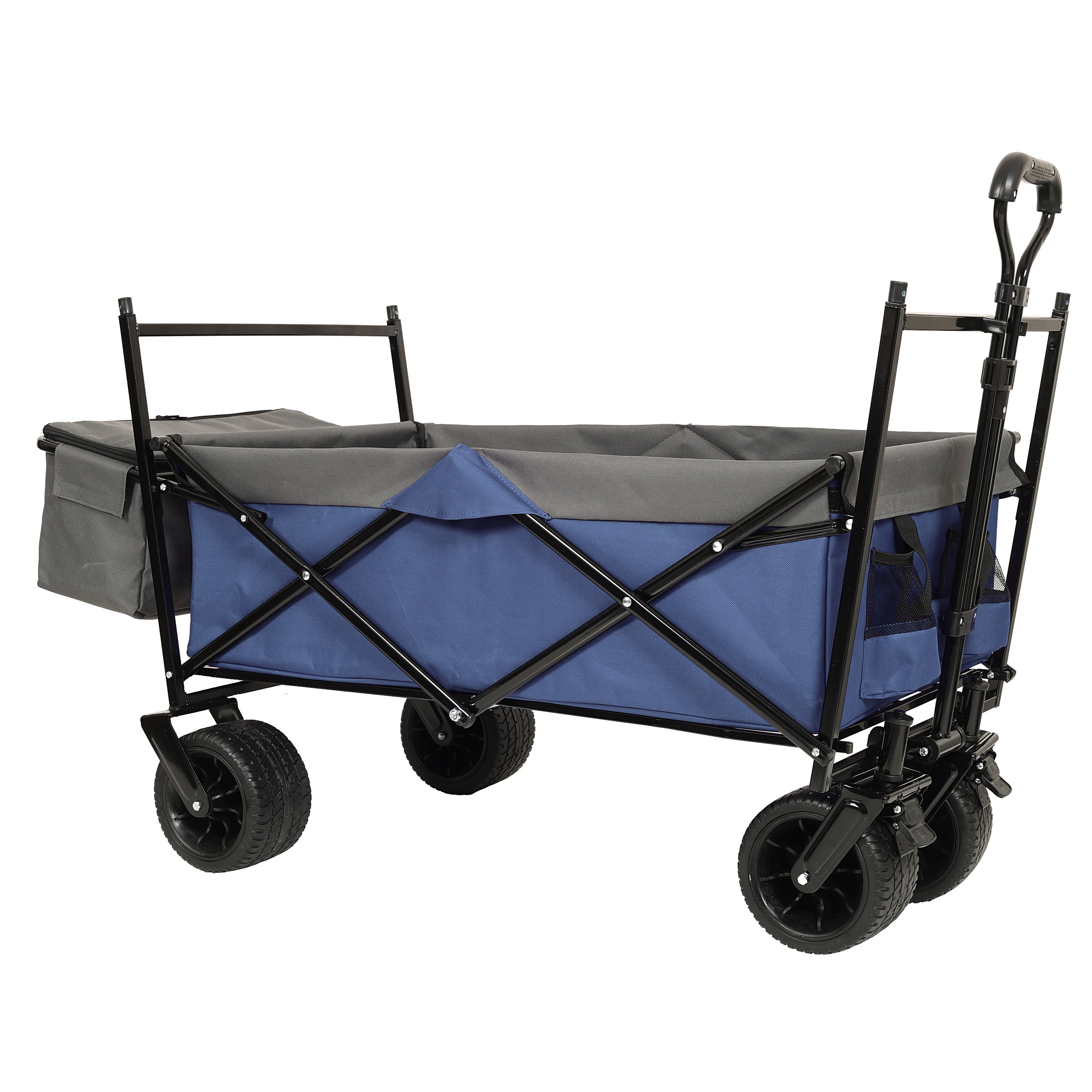 480Lbs Collapsible Wagon with Canopy,Wagon Stroller with 7" All-Terrain Wheels, Lightweight Foldable Wagon, Large Capacity for Camping, Shopping, Sports, and Garden Use, Dark blue with mosquito net