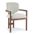 thumbnail image 6 of Set of 2 Upholstered Arm Chairs, Beige Fabric Dining Chairs with Rubber Wood Frame, Modern Accent Seating for Dining Room, 300 LBS Capacity, 24"W x 23.5"D x 33.75"H, 6 of 16
