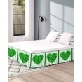 thumbnail image 4 of Saint Patrick's Day Bed Skirt King Size 18 Inch Drop, Wrap Around Bed Skirts, Spring Lucky Grass Love Heart Elastic Bedskirt Pleated Bed Frame Cover Luxurious Dust Ruffle for King Bed, 4 of 6