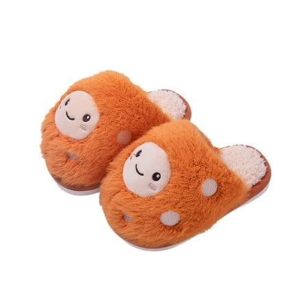 

cngelg Fashion Autumn And Winter Boys And Girls Slippers Flat Bottom Soft Lightweight Comfortable Warm Cute Cartoon Face Pattern Kid Bedroom Slipper Girl 6 7 Princess Toddler Shoes