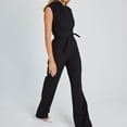 thumbnail image 3 of Wycnly Womens Jumpsuits Plus Size Empire Waist Business Long Jumpsuits Overalls Trendy Solid V-Neck Sleeveless Maxi Summer Rompers Black xl, 3 of 6