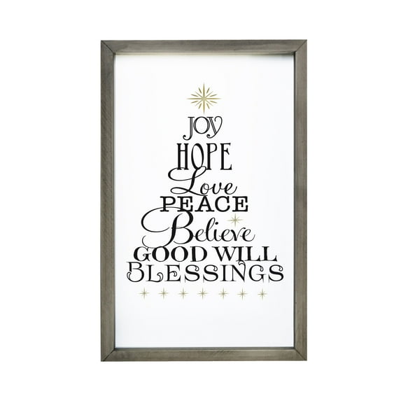 Merry Christmas Framed Shadow Box - Tree Typography