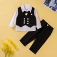 thumbnail image 2 of Baby Boy Clothes Toddler Boy Outfits 3PC Suit Bowtie Long Sleeve Shirt + Vest + Pants Set Fashionable Casual Boys Outfits, 2 of 5