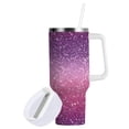 thumbnail image 2 of 40 oz Tumbler With Handle Stainless Steel Insulated Tumbler With Lid for Car Cup Holder Pink and Purple Glitter Pattern, 2 of 9