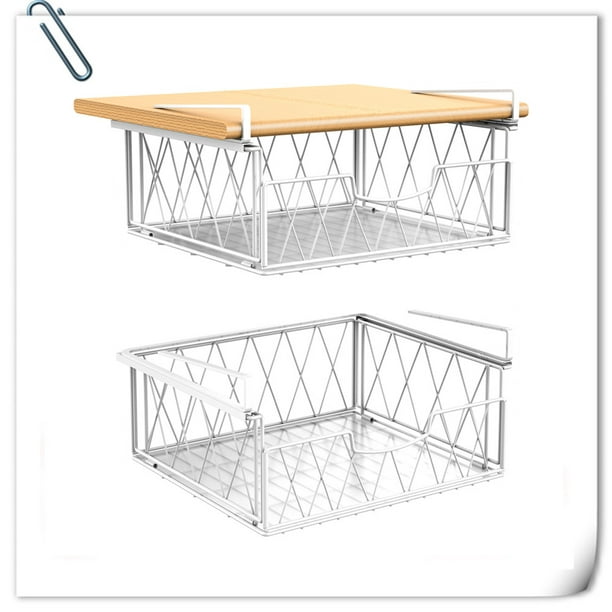 Slide Metal Wire Under Shelf Storage Hanging Organizer Basket for