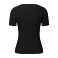 thumbnail image 6 of oqasdz Women's Sweaters Short Sleeve Crewneck T Shirt Summer Ribbed Knit Slim Fit Basic Solid Color Tee Tops Casual Relaxed Fit, 6 of 6