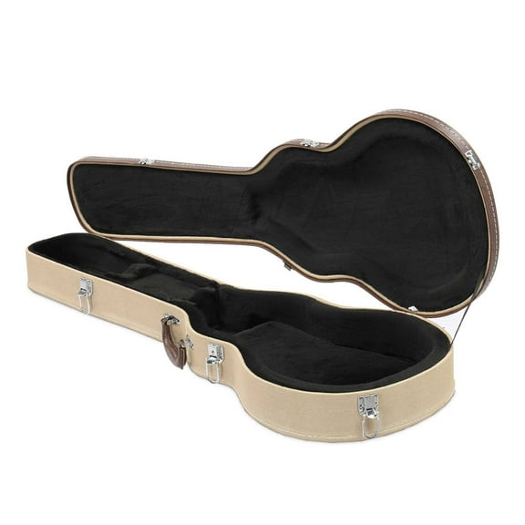 Wqmh Electric Guitar Hard Case, Wooden Hard-Shell Protective Carrying Case for KLP-Style Electric Guitar with Lock Latch Padding, Linen Gray