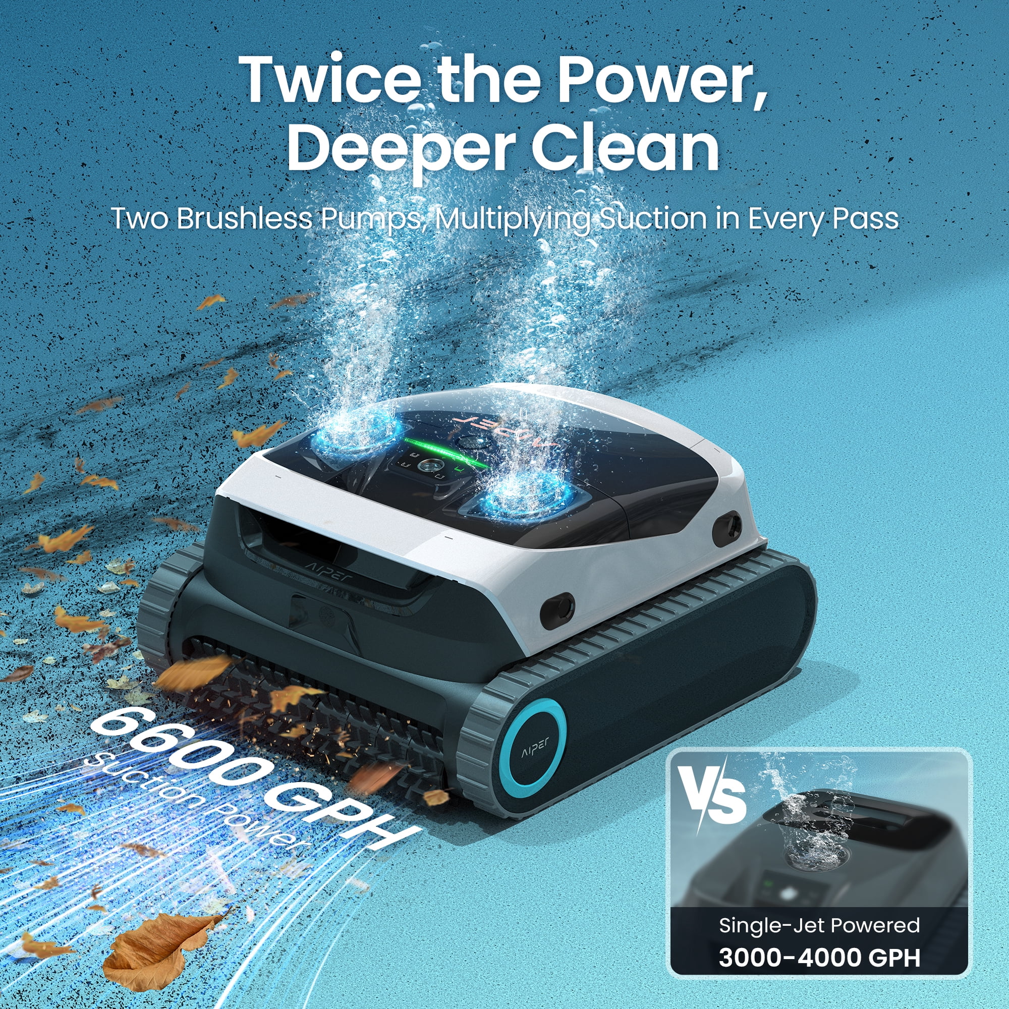 Aiper Scuba N1 Max Automatic Pool Cleaner, Cordless Robotic Pool Cleaner w/ 6600 GPH Dual-Jet Suction, Smart Parking & App Control