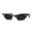 thumbnail image 3 of Full Rhinestone Iced Narrow Cat Eye Diva Sunglasses All Black, 3 of 4