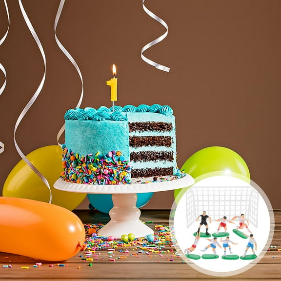 SASABAXI Football Themed Cake Toppers 1Set Soccer Player Goals for Boys Birthday Celebration