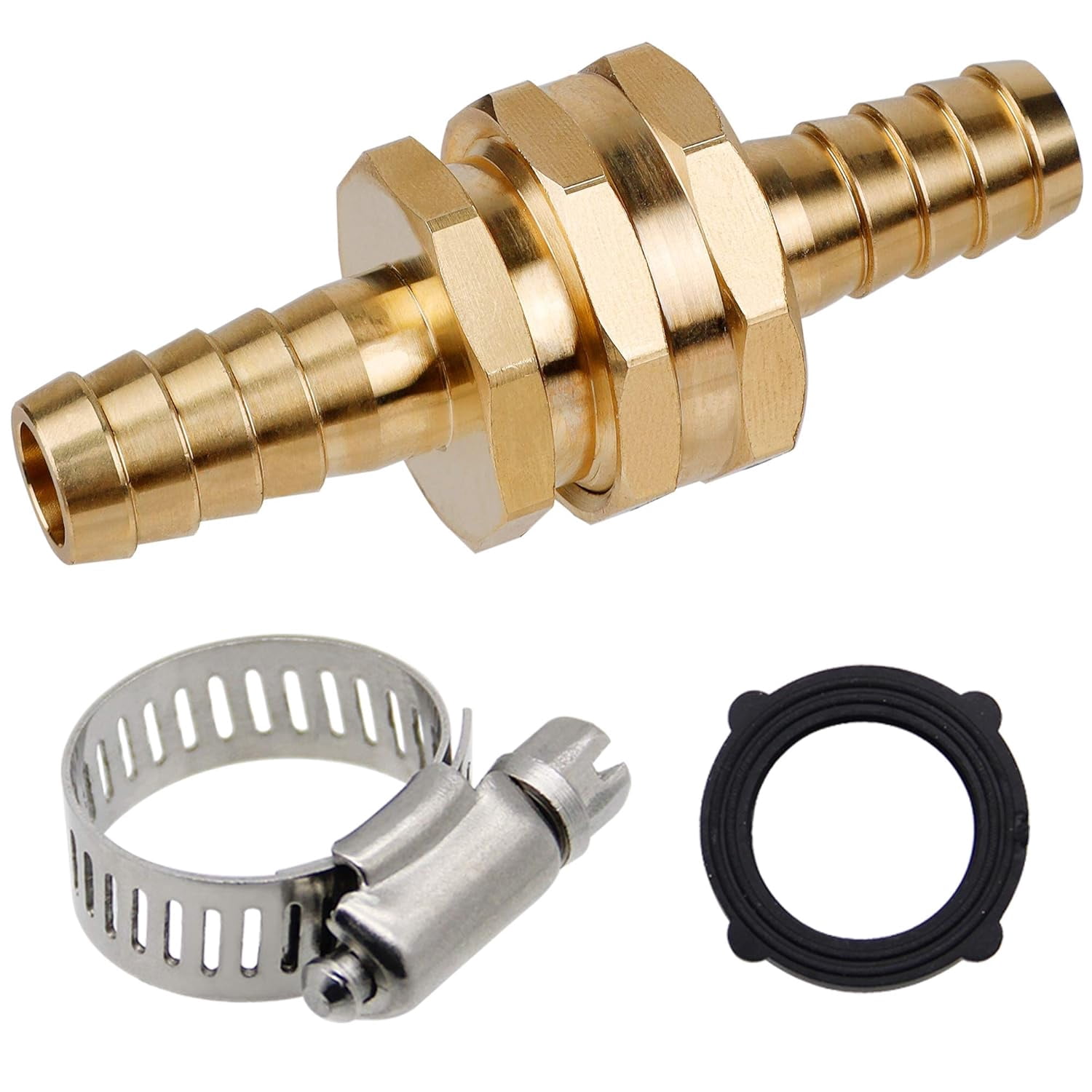Heavy Duty Brass 1/2" Garden Hose Mender End Repair Connector with Stainless Clamps, Male and Female Garden Hose Fittings, 3 Sets