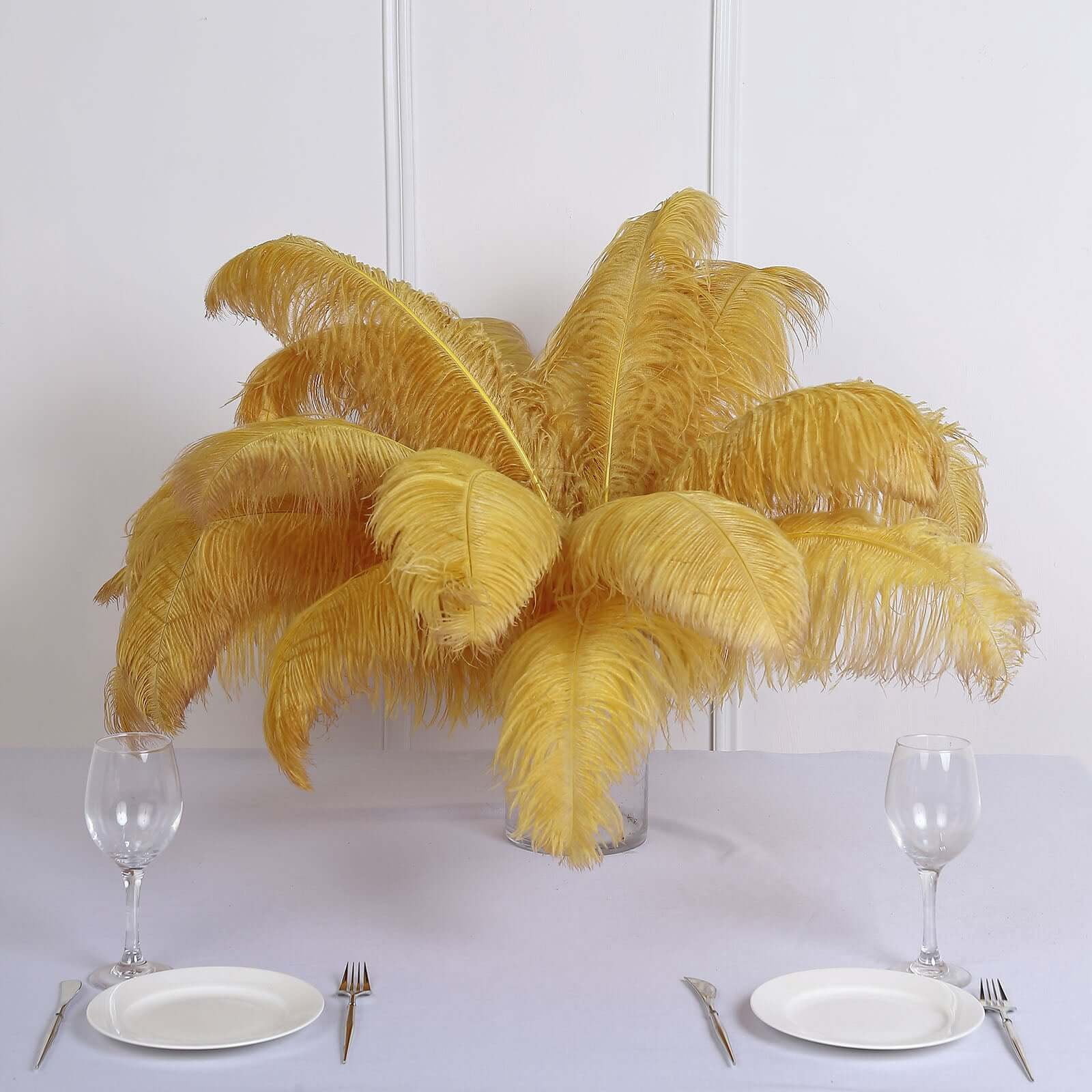 Efavormart 12 RARE 24"-26" Ostrich Plume Feathers For Wedding Birthday Party Dance Banquet Event Decoration - Gold