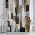 thumbnail image 3 of Abstract Color Block Shower Curtain for Bathroom Decor, Brown White Geometric Modern Art Waterproof Fabric Shower Curtain, 48"x72" Set with 12 Hooks, 3 of 9