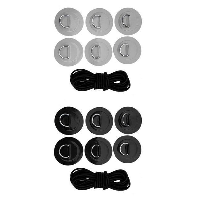 S SERENABLE 12x D-ring Pad Patch & 2x Elastic Bungee Rope for PVC Inflatable Dinghy Raft
