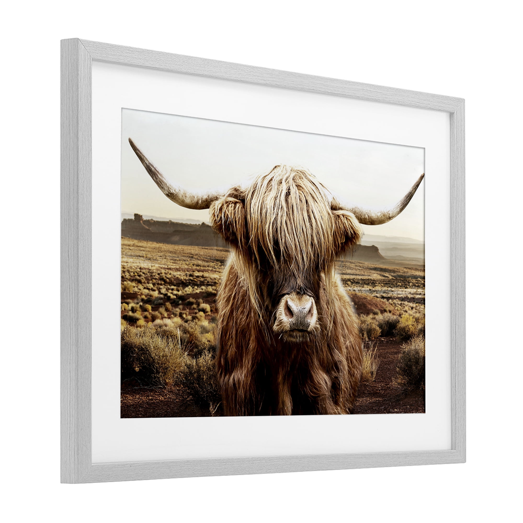 Stupell Industries Rugged Vegetation Cattle Portrait Gray Framed Print Under Glass, design by CAD Designs