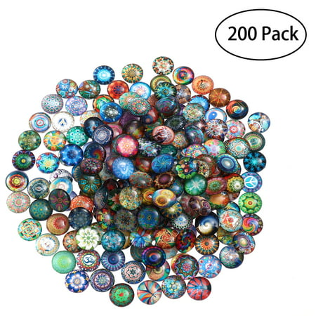 ROSENICE 200pcs 12mm Mixed Round Mosaic Tiles for Crafts Glass Mosaic Supplies for Jewelry (Best Way To Clean Glass Tile)