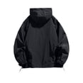 thumbnail image 4 of Men Half Zip Hooded Windbreaker, Drawstring Hood Pullover Jacket with Big Front Pocket, Lightweight Loose Casual Windproof Coat Black XL(XL), 4 of 9