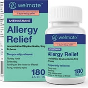 WELMATE Antihistamine Allergy Medicine - Levocetirizine Dihydrochloride 5mg - 180 Count, 1 Pack