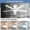 thumbnail image 5 of PHORUS 46" Ceiling Fan with LED Lights, Quiet DC Motor,Remote Control,Reversible,Dimmable,Modern Low Profile Flush Mount Fandelier for Living Room, Kitchen,Bedroom,Patio,Indoor,Outdoor,White, 5 of 8