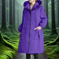 thumbnail image 4 of shqvo Extra Length Raincoats for Womens Waterproof Lightweight Hooded Windbreaker Rain Jacket Outdoor Poncho with Pockets, 4 of 7