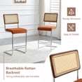 thumbnail image 4 of Hi loPres Set of 4 Mid-Century Modern Bar Stools, 25" Counter Height Kitchen Island Stools with Hand-Woven Rattan Back & Brown Velvet Seat, Chrome, 4 of 7