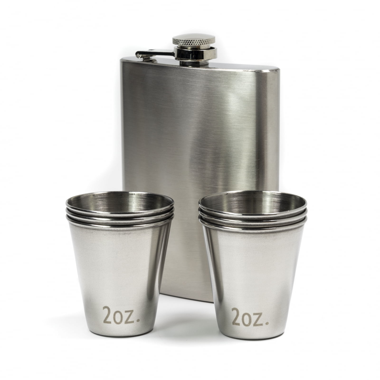7pc ASR Outdoor Portable Stainless Steel Silver Shot Glasses and Flask Set  - Walmart.com