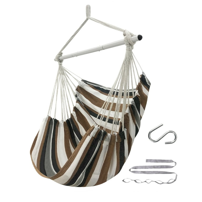 Sunyear Hammock Chair, Brown, Black and White 