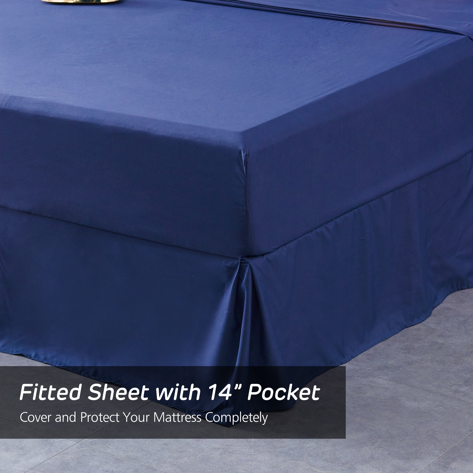 JML 8 Piece Pinch Pleated Pintuck Comforter Set - Bedding Bed in A Bag, Cal King, Navy