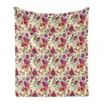 thumbnail image 1 of Floral Soft Flannel Fleece Throw Blanket, Hot Pink Purple Colored Flowers with Leaves Watercolored Image with Buds Artwork, Cozy Plush for Indoor and Outdoor Use, 60" x 80", Multicolor, by Ambesonne, 1 of 6