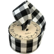 Black White Buffalo Plaid Ribbon - 2 1/2" x 10 Yards, Wired Edge, Christmas Tree Ribbon, Wreath