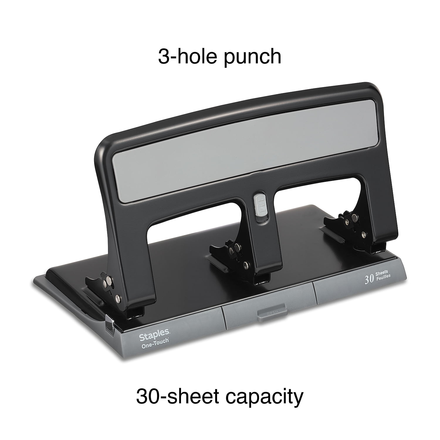 Staples One-Touch 3-Hole Punch 30 Sheet Capacity Black 2/Pack ST26614-CCVS