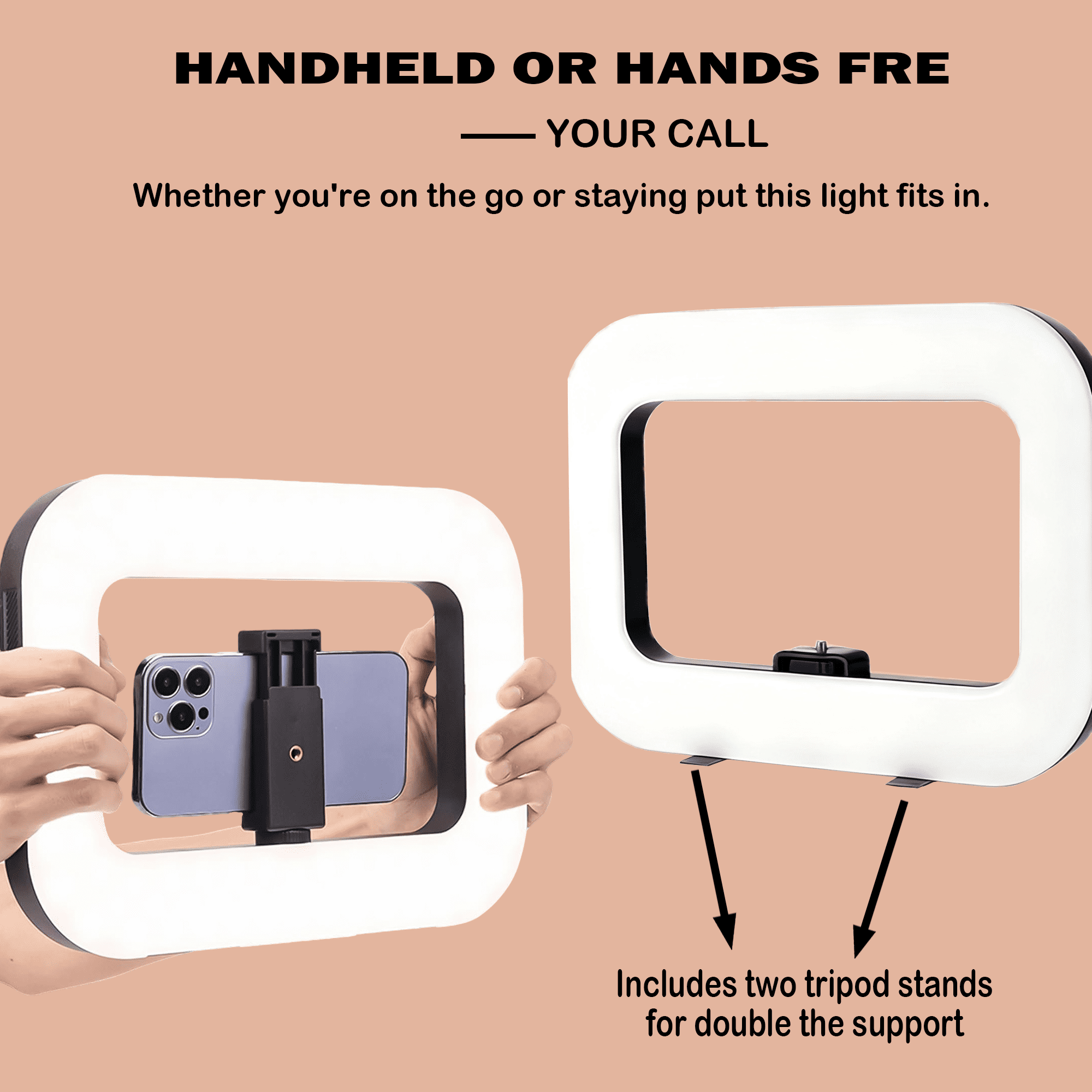 TIKBBRMG 14.6'' Ring Light with Stand for Desk, 20W Selfie Light for iphone, Tripod for Phone with Light for Video Recording, Mobile Video Stabilizer for Cameras, Phones, Makeup, Vlog