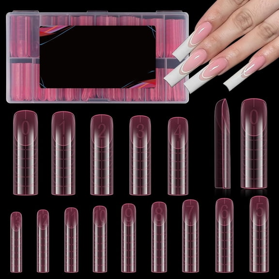 Solargess Dual Nail Forms for Poly Extension Gel | Reusable Nail Molds 15 Sizes Nail Extension Forms for Manicure Design Salon DIY, 140 Pieces, 14 Sizes