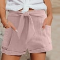 thumbnail image 3 of Workout Shorts Women Summer Sports Fashion Lightweight Casual High Waist Drawstring Pockets Elastic Summer Beach Fabric Bermuda Cargo Board Gym Pink Bottoms Sizes 2XL, 3 of 5