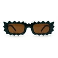 thumbnail image 3 of Fun Shockwave Jolt Shape Narrow Rectangle Bold Retro Fashion Sunglasses Green Tortoise - Brown, 3 of 8