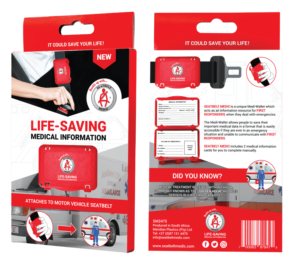 Seatbelt Medic | Life-Saving Medical Info Card Holder | 2 Medical Information Cards Included | Attaches to Vehicle Seatbelt | Alerts Emergency Responders | Includes Free Emergency Alert App