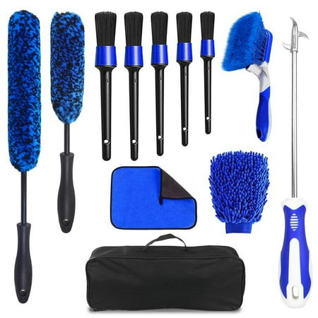 12Pcs Wheel Brush Kit for Cleaning Wheel and Tire, Wheel and Rim Brush, Car Detailing Brushes, Tire Brush, Bendable & Durable Car Wheel Rim Cleaner Brush Set,Car Detailing Cleaning Brush Supplies Kit