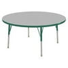 Early Childhood Resources ELR14114P4X14-GGNSS 36 in. Round Activity Table with Standard Legs & 4 x 14 in. Stack Chairs, Swivel Glides - Gray & Green