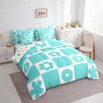 thumbnail image 3 of Homewish Retro Flowers 7 Pieces Bedding Comforter Set for Kids Children Teens,Geometric Plaid Grid Full Bedding Set Lightweight,Chic Floral Fitted Sheet Flat Sheet,Ultra Soft Home Decor,Reversible, 3 of 8