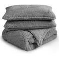 thumbnail image 3 of Uttermara Light Grey Faux Fur King Size Comforter Set, 3-piece Plush Sherpa Backing Reversible Bedding Comforter Set for Winter,104 x 88 inch, 3 of 8